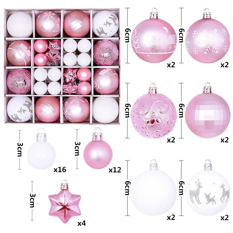 44Pcs 3/6CM Christmas Ball Merry Christmas Tree Topper Decoration for Home Decor Holiday New Year 2026 Navidad Gifts Supplies
