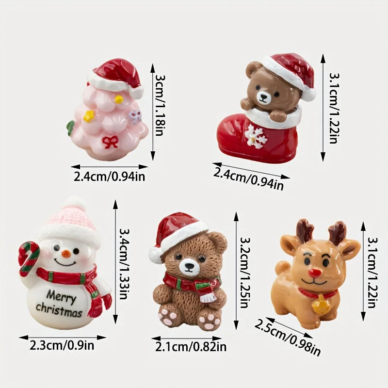 5pcs Christmas Resin Decor Set Snowy Bear Deer Snowman Indoor Display Holiday Centerpiece Multi Functional Christmas Home Decor