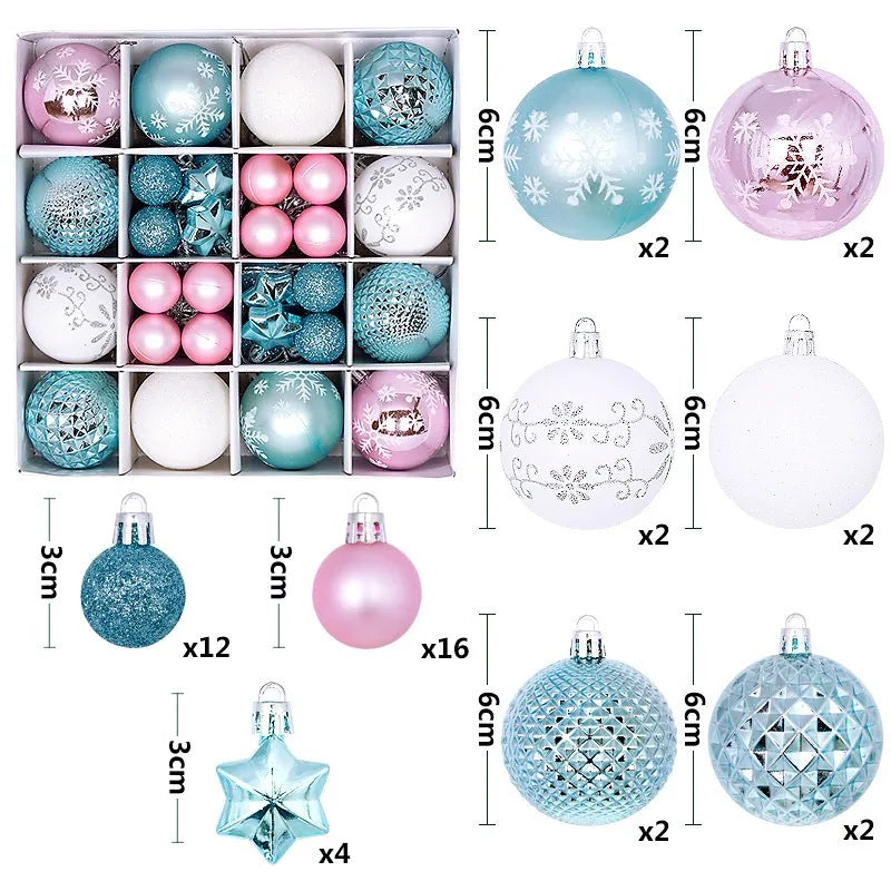 44Pcs 3/6CM Christmas Ball Merry Christmas Tree Topper Decoration for Home Decor Holiday New Year 2026 Navidad Gifts Supplies