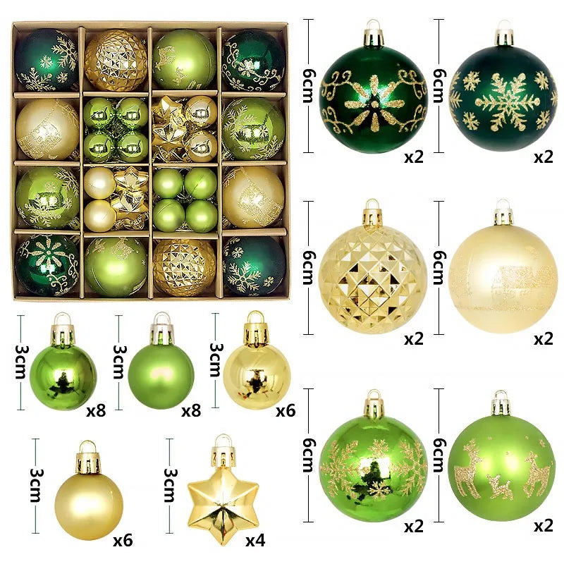 44Pcs 3/6CM Christmas Ball Merry Christmas Tree Topper Decoration for Home Decor Holiday New Year 2026 Navidad Gifts Supplies