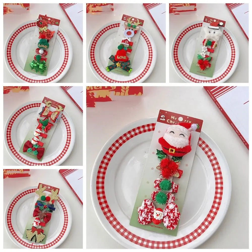 Merry Christmas Decor Christmas Hairpin Set Sequin Deer Horn Children Antler Hair Clip Christmas Tree Star Children Bow Hairpin