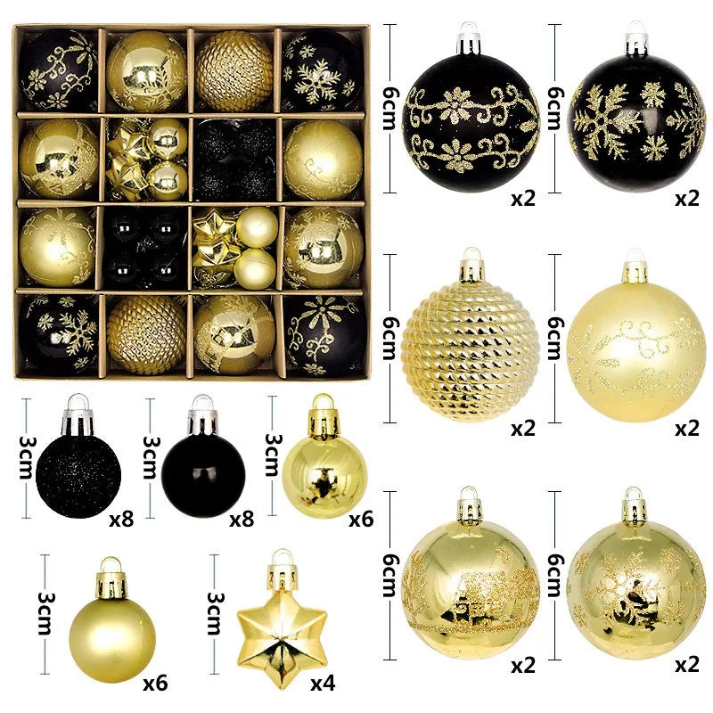 44Pcs 3/6CM Christmas Ball Merry Christmas Tree Topper Decoration for Home Decor Holiday New Year 2026 Navidad Gifts Supplies