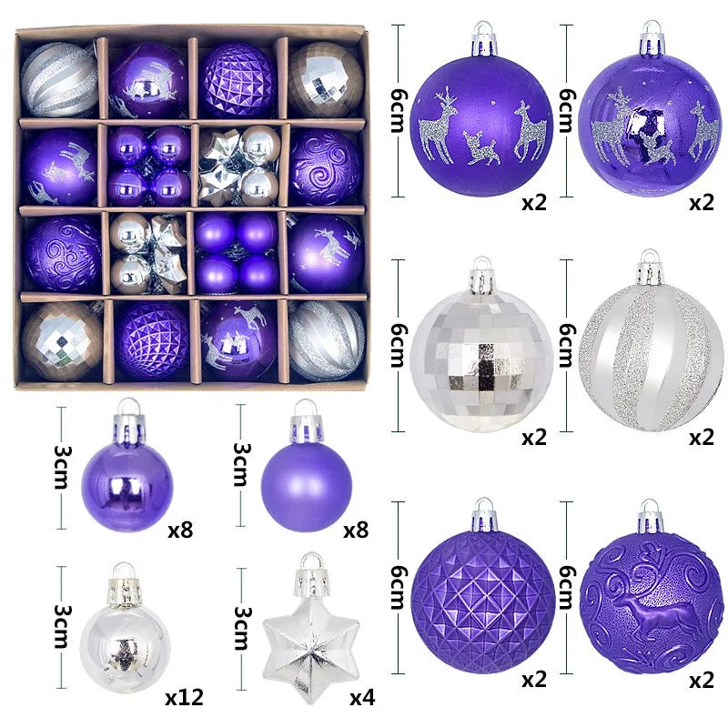 44Pcs 3/6CM Christmas Ball Merry Christmas Tree Topper Decoration for Home Decor Holiday New Year 2026 Navidad Gifts Supplies