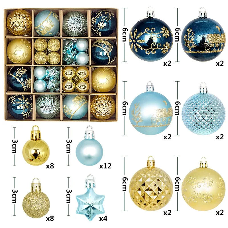 44Pcs 3/6CM Christmas Ball Merry Christmas Tree Topper Decoration for Home Decor Holiday New Year 2026 Navidad Gifts Supplies