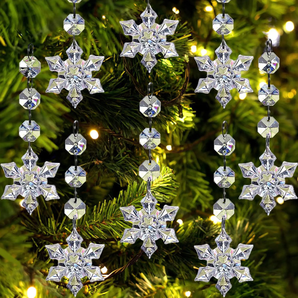 30pcs Christmas Tree Decorations Transparent Acrylic Crystal Hangings For Xmas New Year Wedding Venue Decor DIY Accessories