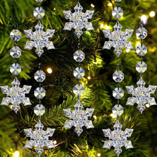 30pcs Christmas Tree Decorations Transparent Acrylic Crystal Hangings For Xmas New Year Wedding Venue Decor DIY Accessories