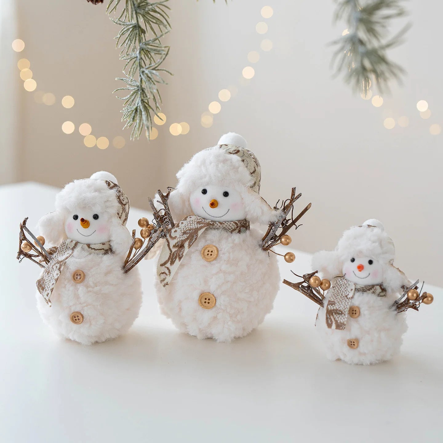 Cute Pink/Red Knitted Christmas Snowman Ornaments for Merry Christmas Figurines Gifts Happy New Year 2026 Decor Knitted Fabric