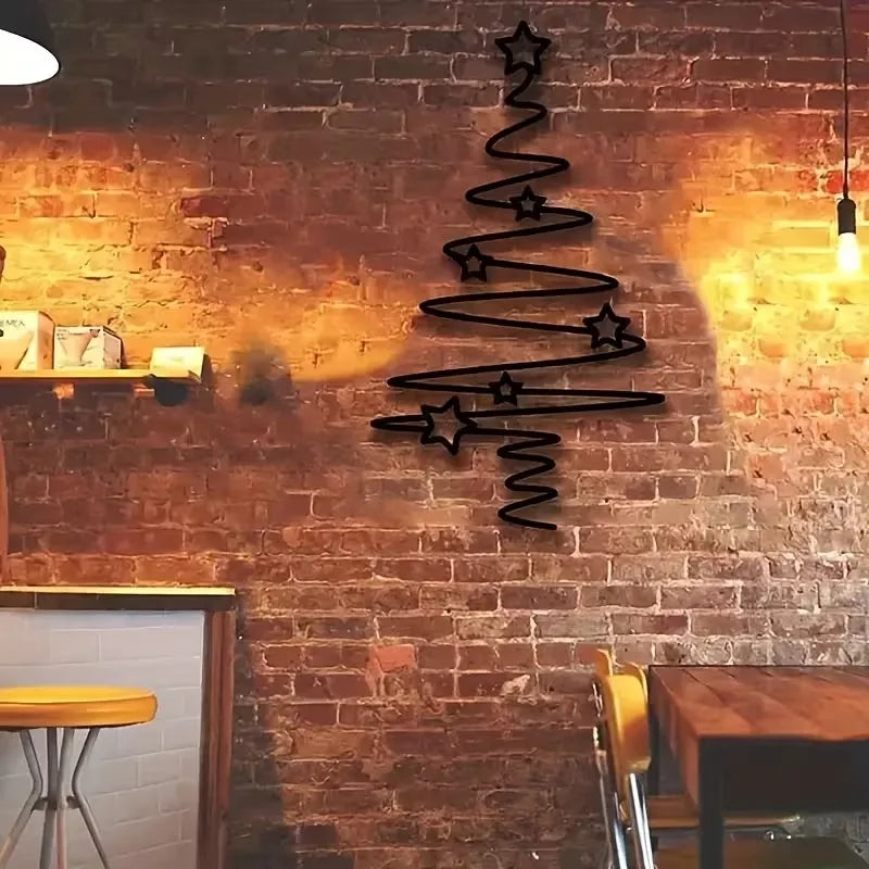 Modern Minimalist Metal Christmas Tree Wall Decor - Indoor/Outdoor Holiday Decoration for Christmas