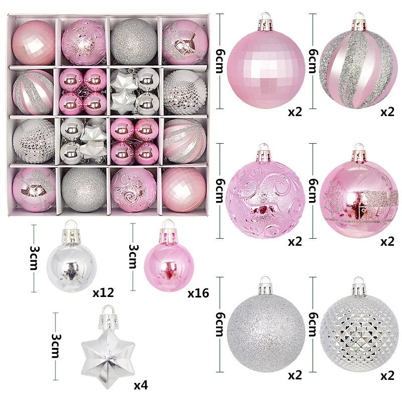 44Pcs 3/6CM Christmas Ball Merry Christmas Tree Topper Decoration for Home Decor Holiday New Year 2026 Navidad Gifts Supplies