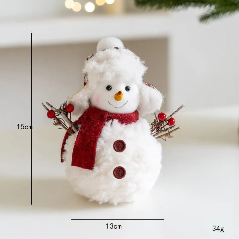 Cute Pink/Red Knitted Christmas Snowman Ornaments for Merry Christmas Figurines Gifts Happy New Year 2026 Decor Knitted Fabric