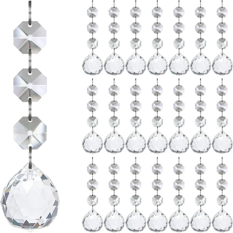 30pcs Christmas Tree Decorations Transparent Acrylic Crystal Hangings For Xmas New Year Wedding Venue Decor DIY Accessories