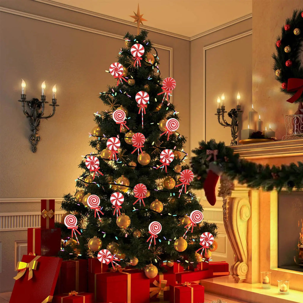 Christmas Tree Lollipop Decorations 4 Pack Red White Foam Candy Canes for Xmas Tree Home Bedroom Holiday Party Festive Decor