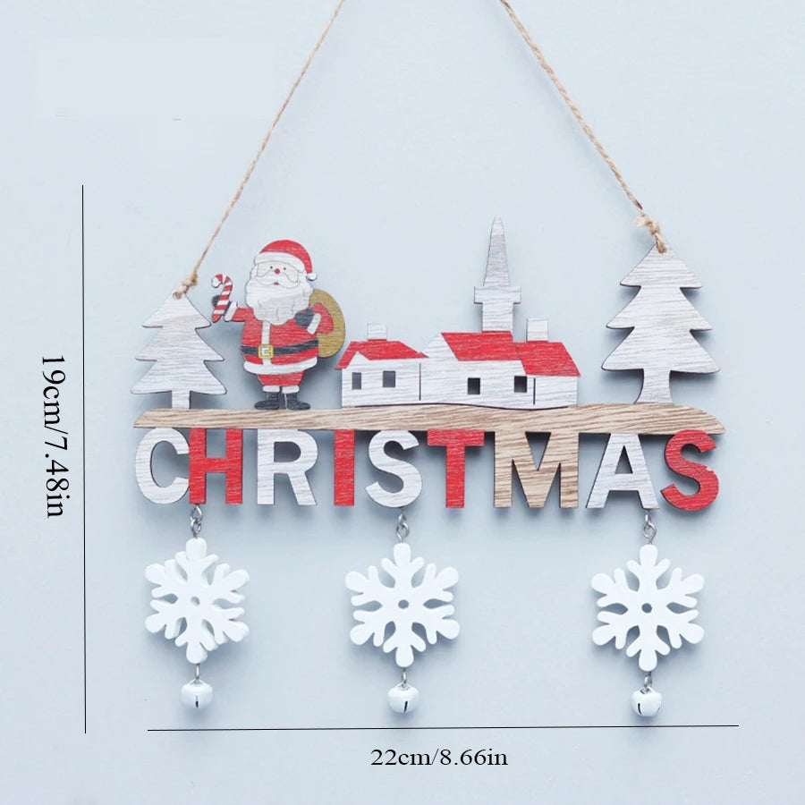 1PC Wooden Christmas Door Hanging Oranments Wall  Merry Christmas Decor for Home Happy New Year Naviidad Door Pendants Gifts