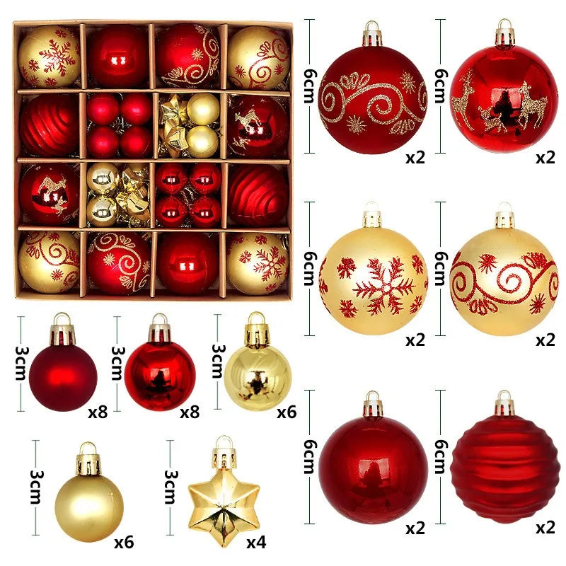 44Pcs 3/6CM Christmas Ball Merry Christmas Tree Topper Decoration for Home Decor Holiday New Year 2026 Navidad Gifts Supplies
