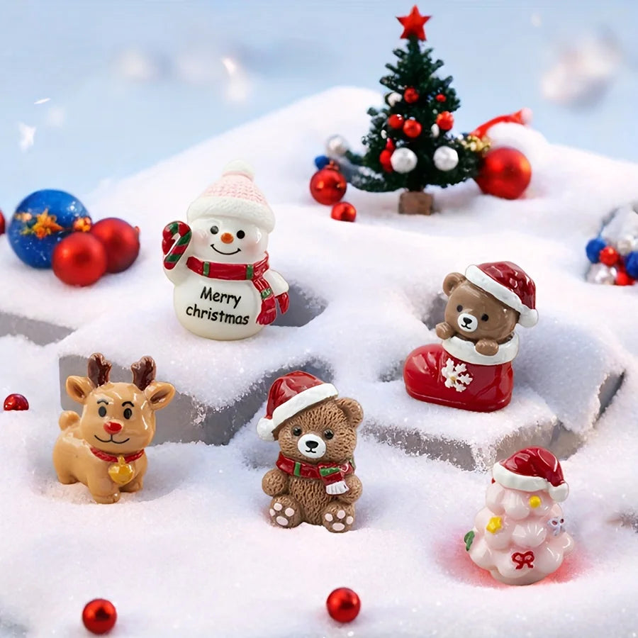 5pcs Christmas Resin Decor Set Snowy Bear Deer Snowman Indoor Display Holiday Centerpiece Multi Functional Christmas Home Decor