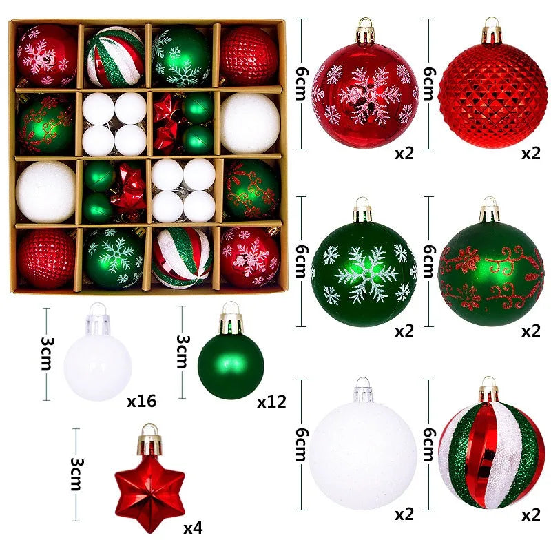 44Pcs 3/6CM Christmas Ball Merry Christmas Tree Topper Decoration for Home Decor Holiday New Year 2026 Navidad Gifts Supplies