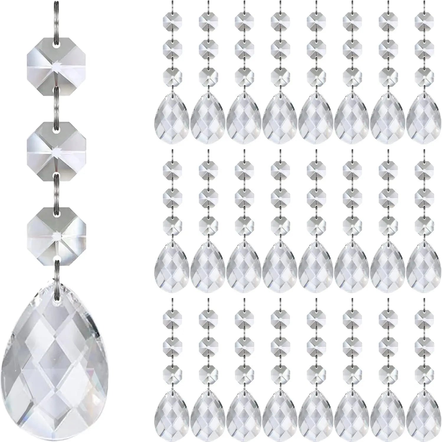 30pcs Christmas Tree Decorations Transparent Acrylic Crystal Hangings For Xmas New Year Wedding Venue Decor DIY Accessories