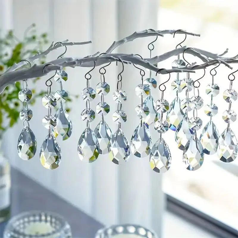 30pcs Christmas Tree Decorations Transparent Acrylic Crystal Hangings For Xmas New Year Wedding Venue Decor DIY Accessories