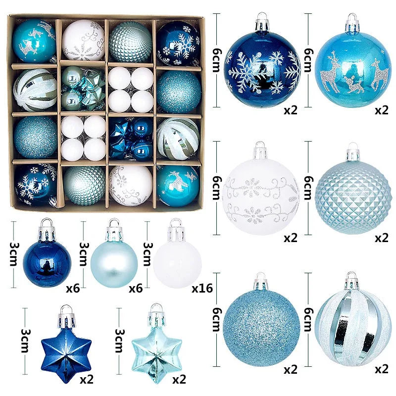 44Pcs 3/6CM Christmas Ball Merry Christmas Tree Topper Decoration for Home Decor Holiday New Year 2026 Navidad Gifts Supplies