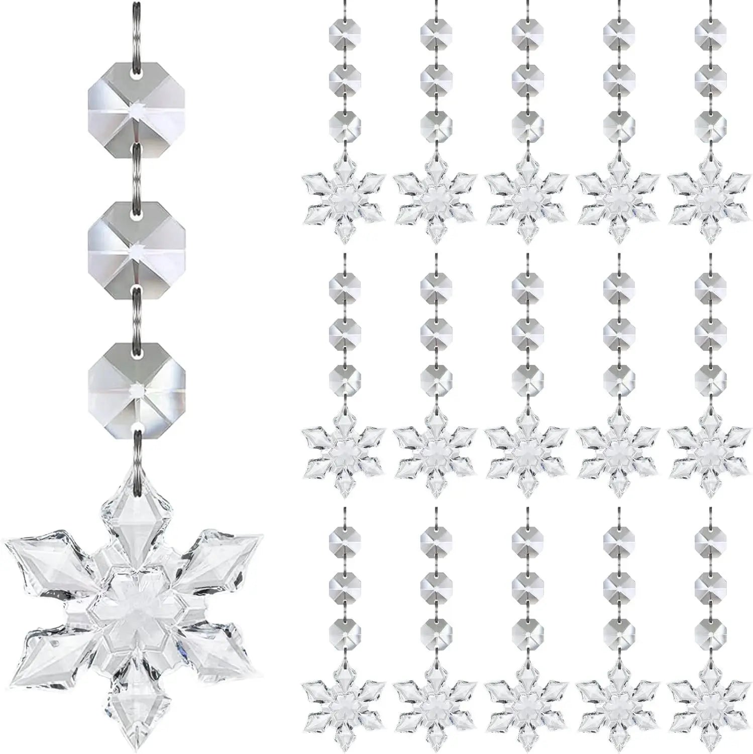 30pcs Christmas Tree Decorations Transparent Acrylic Crystal Hangings For Xmas New Year Wedding Venue Decor DIY Accessories