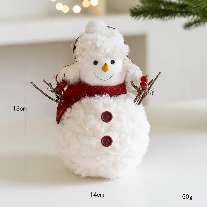 Cute Pink/Red Knitted Christmas Snowman Ornaments for Merry Christmas Figurines Gifts Happy New Year 2026 Decor Knitted Fabric