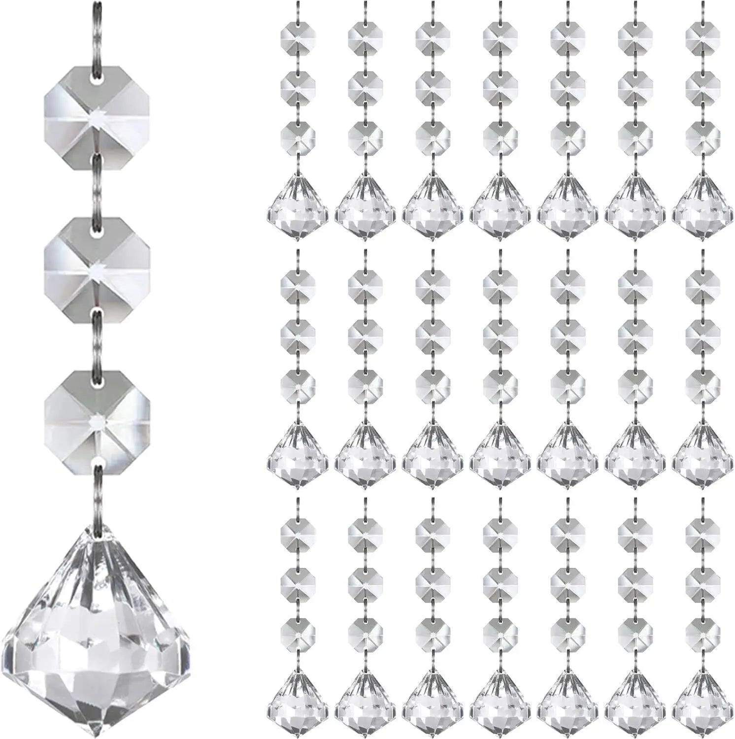 30pcs Christmas Tree Decorations Transparent Acrylic Crystal Hangings For Xmas New Year Wedding Venue Decor DIY Accessories