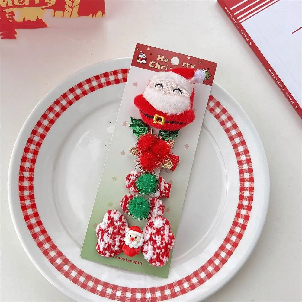 Merry Christmas Decor Christmas Hairpin Set Sequin Deer Horn Children Antler Hair Clip Christmas Tree Star Children Bow Hairpin