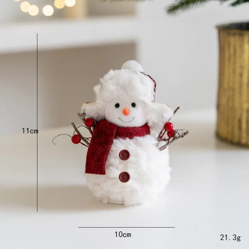 Cute Pink/Red Knitted Christmas Snowman Ornaments for Merry Christmas Figurines Gifts Happy New Year 2026 Decor Knitted Fabric